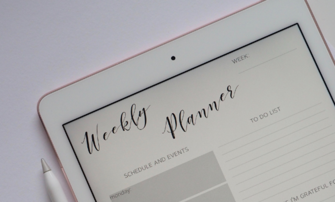 A planner on a screen
