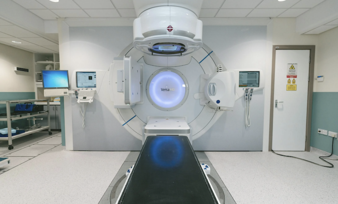 A hospital room with radiotherapy for cancer treatment
