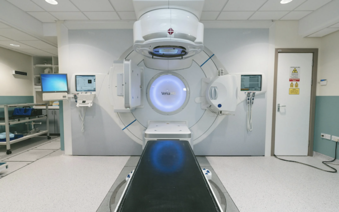 A hospital room with radiotherapy for cancer treatment