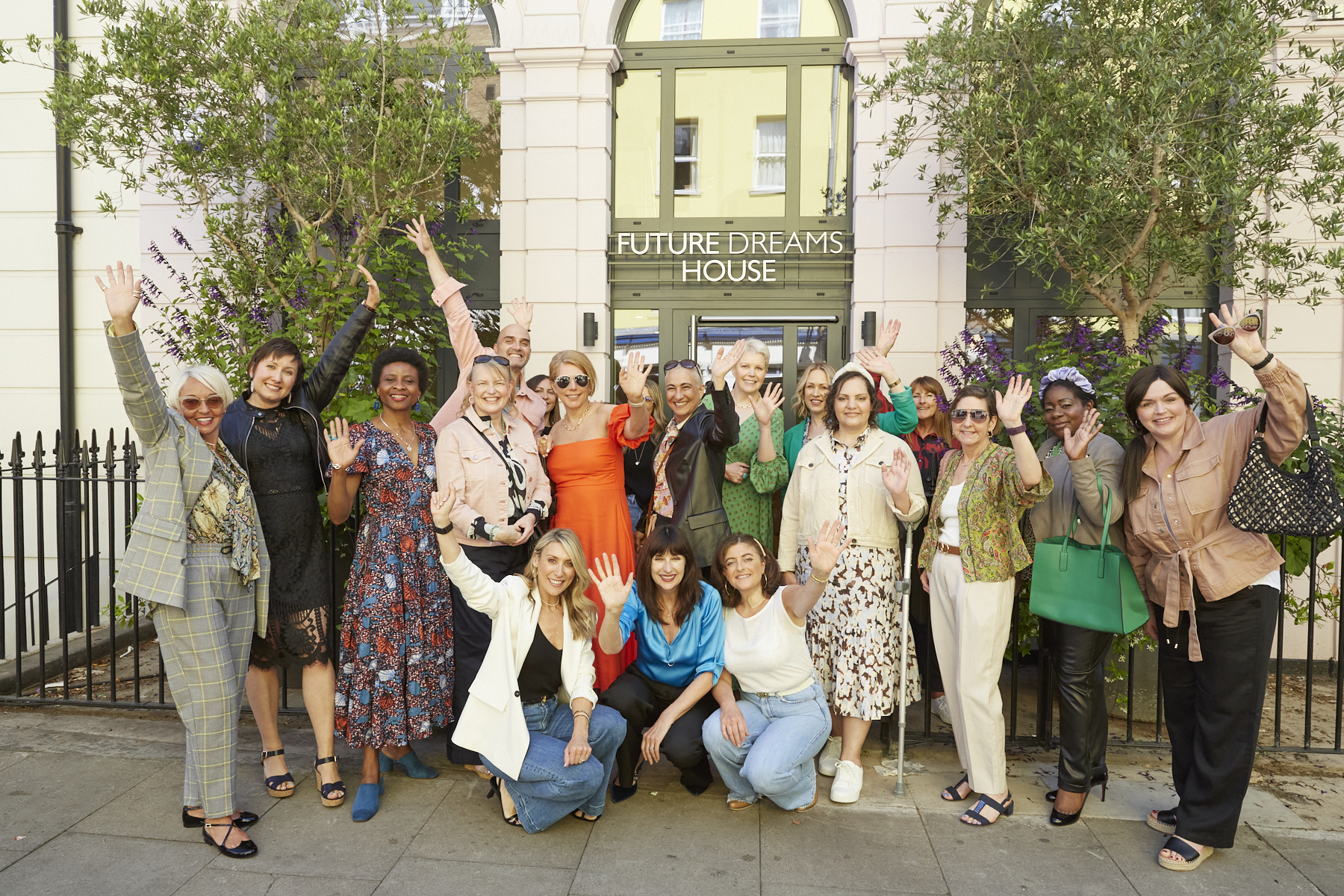 Breast cancer support patients outside Future Dreams House in London