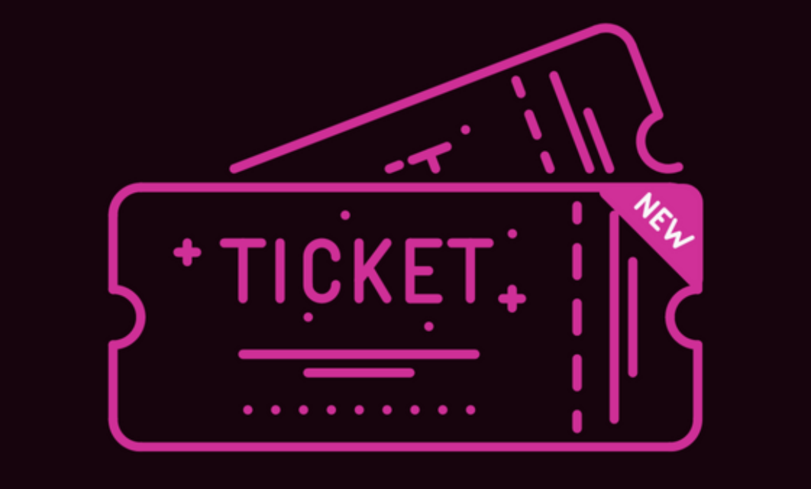 Neon pink ticket outline