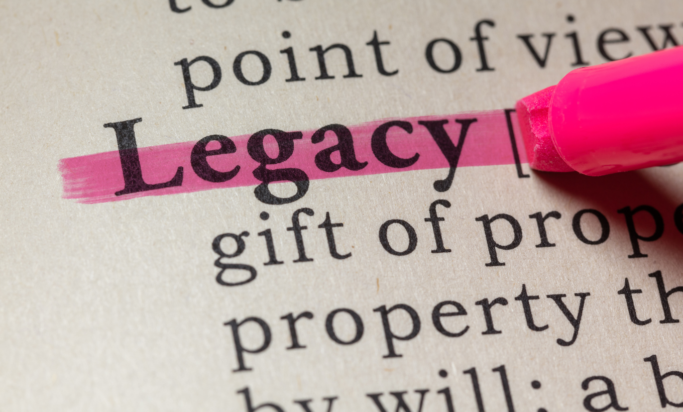 Legacy giving. Highlighted legacy in pink