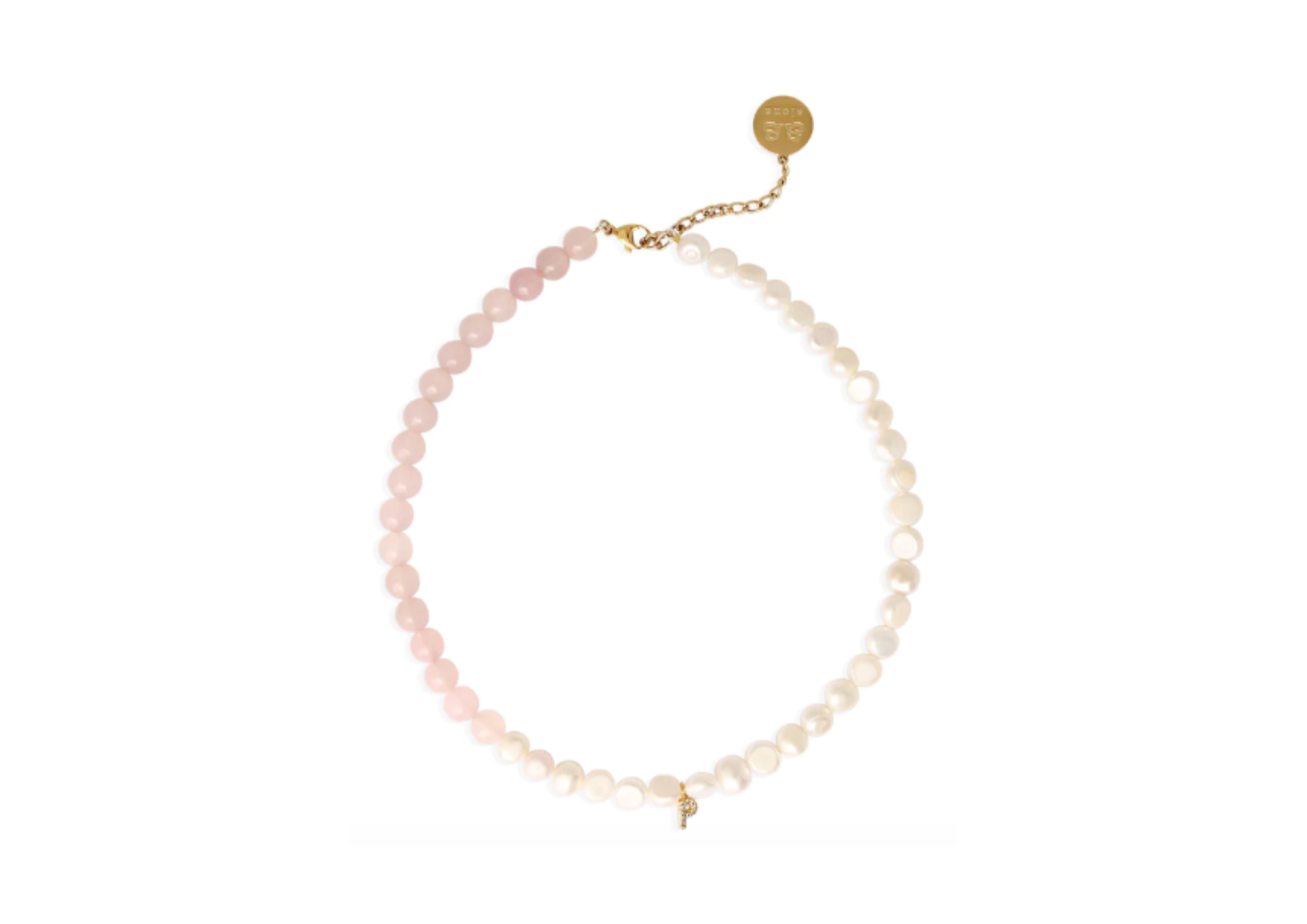 Rose Quartz and baroque freshwater pearl necklace
