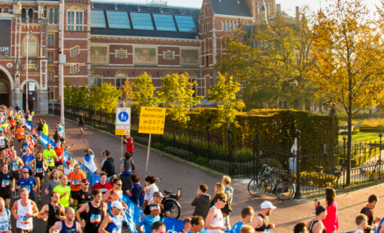 Runners competing in the Amsterdam Marathon to raise money for Future Dreams breast cancer charity