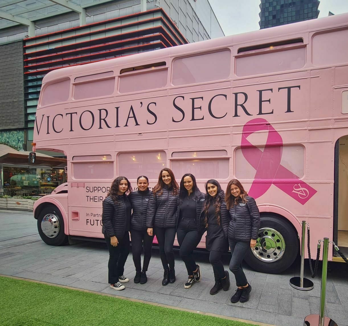 Victoria's secret bus raising awareness of breast cancer