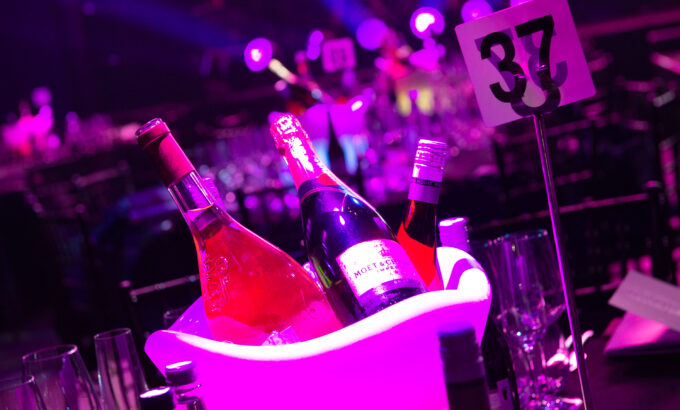 Drinks in ice bucket at event