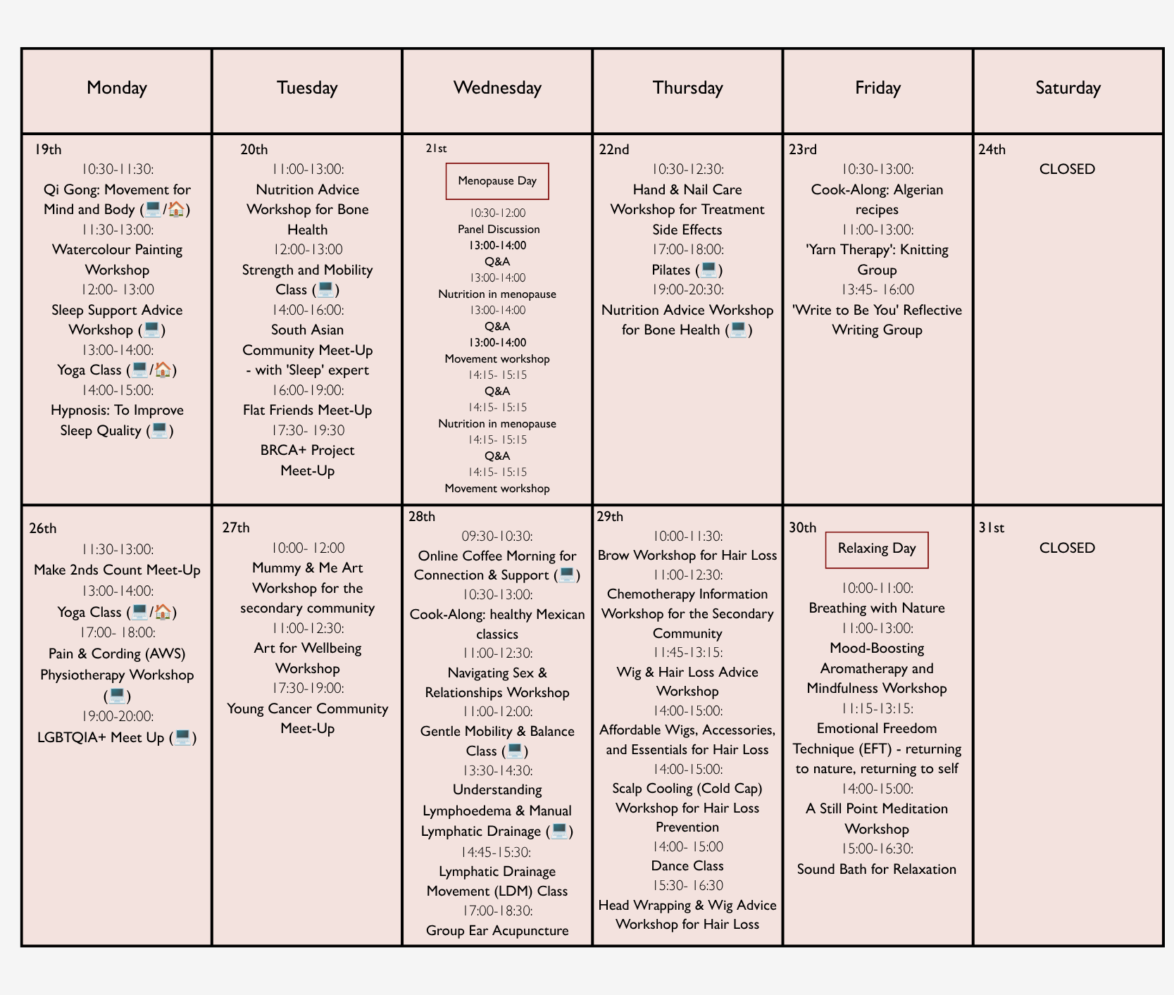 Future Dreams Workshop and Class Schedule